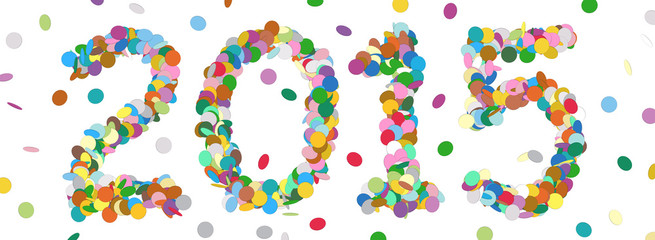 Abstract Confetti Year Date - 2015 - Colorful Panorama Vector - Konfetti, Jahreszahl, Neujahr, Party