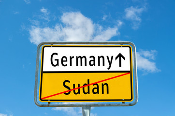 Ortseingangsschild Germany/Sudan