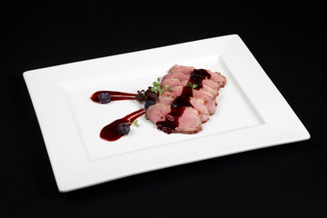 duck meat with cranberry cream