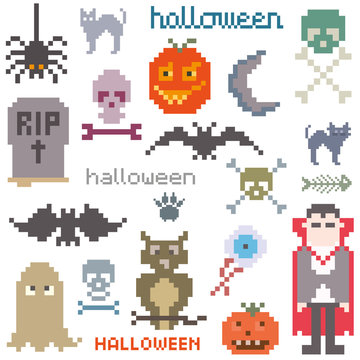 Set of icons on halloween theme