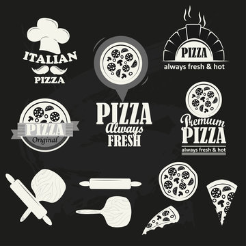 Italian Pizza logotypes set. 