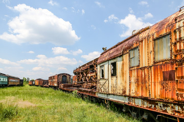 Fototapeta na wymiar Two Abandoned Trains