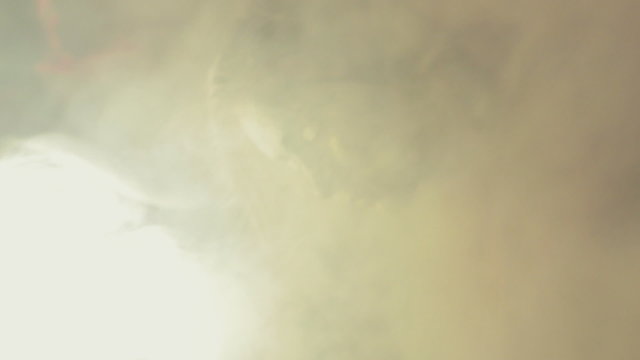 Shooting of horror movie with zombie in smoke