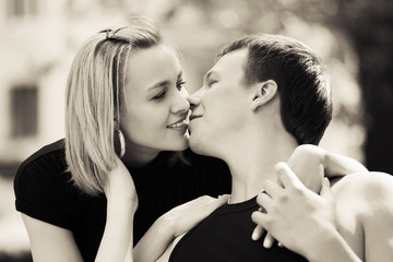 Fototapeta premium Happy young couple in love outdoor