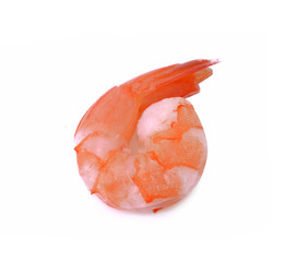 Cooked shrimp isolated white background