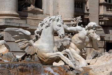 Trevi fountain triton and hippocampus guide oceanus' shell chariot