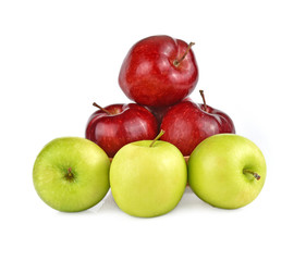 Apples red and  green isolated white background