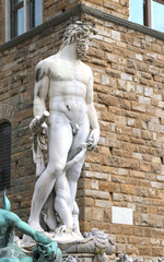 White statue of Neptune in Florence Italy