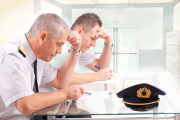 Airline pilots during exam