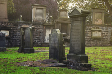 Fototapeta na wymiar Greyfriars Kirkyard graveyard in Edinburgh