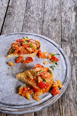 Bruschetta with vegetables and beans
