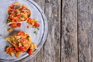 Bruschetta with vegetables and beans