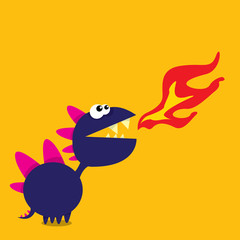 Vector cartoon funny dragon. Cartoon Dinosaur.