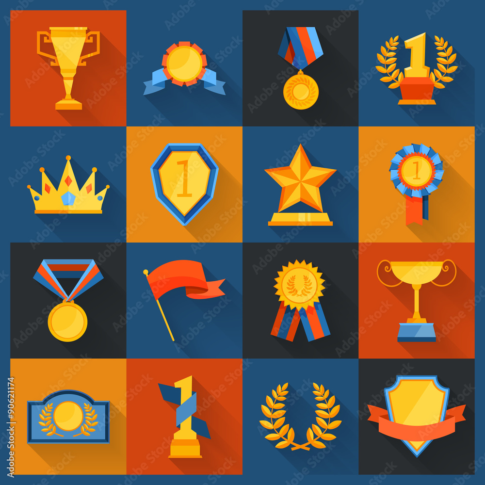 Canvas Prints Award icons set flat