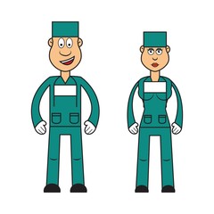 Profession set vector: female and male surgeon