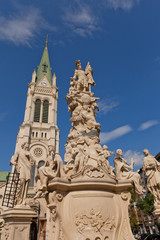 Fototapeta premium St Florian statue near Blumental Church in Bratislava