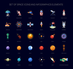 Obraz premium Set of space icons and infographics elements