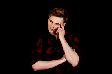 Handsome thoughtful man.