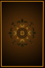 brown background with a yellow floral pattern