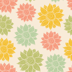 Illustration of seamless hand-drawn floral pattern for your