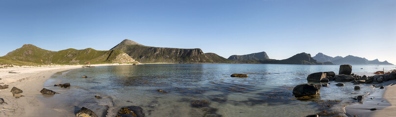 Panorama of the beach on Lofoten Islands, Norway