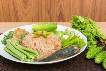 Rice Mixed with Shrimp paste fried mackerel