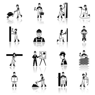 Construction worker icons black