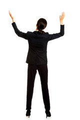 Businesswoman holding copyspace 