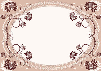 Vector floral background with decor frame for text