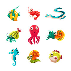 Obraz premium Many species of fish and marine animal life