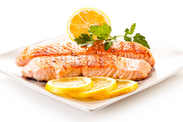 Grilled salmon and vegetables