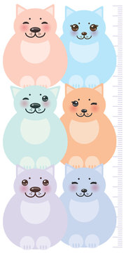 set funny cats, pastel colors  on white background Children