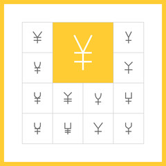 Thin line  yen sign