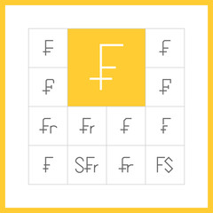 Thin line Swiss franc sign