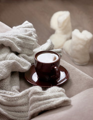 Winter cup of coffee