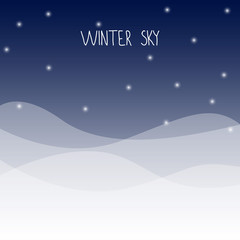 Fototapeta na wymiar Winter dark night sky and snow with text 