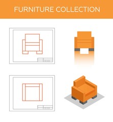 Blueprint of an armchair