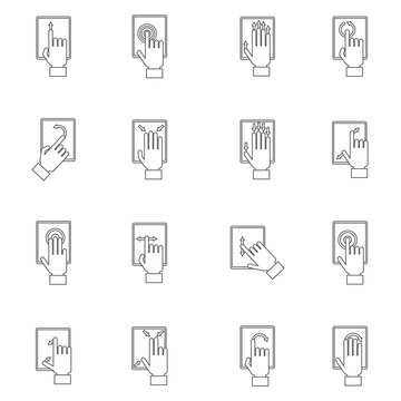 Hand Touching Screen Outline Icon