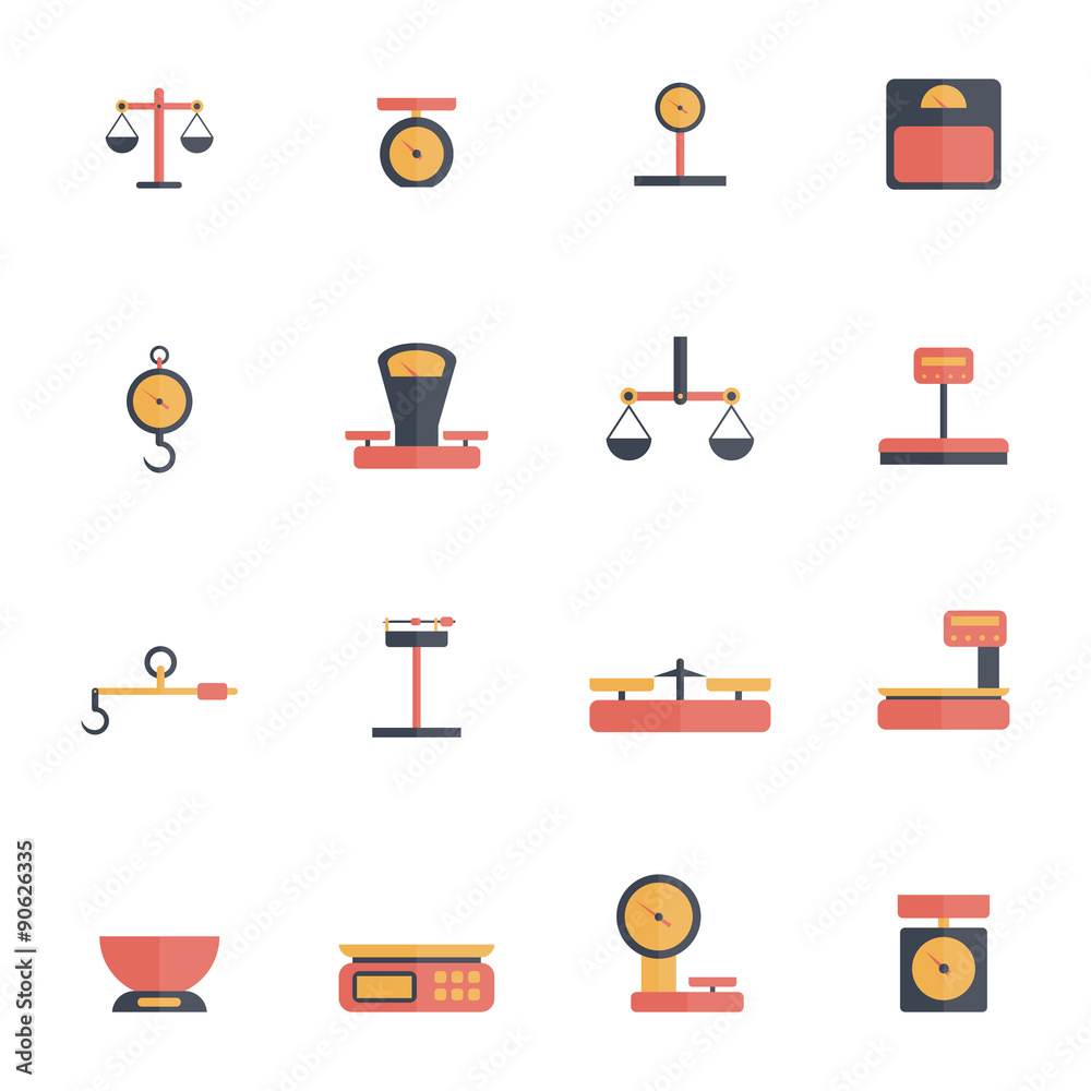 Sticker scales weight icon flat