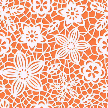 Seamless pattern with paper flowers. © merion_merion