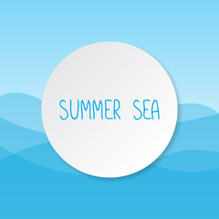 Text summer sea on blue background.