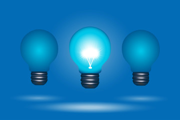 Row of light bulbs, one stands out