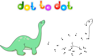 Funny cute diplodocus. Educational game for kids. Connect digits