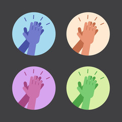 Set of icons with two hands giving a high five. - 90627392
