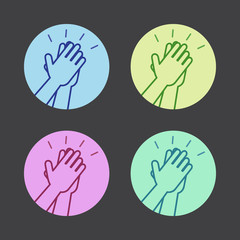 Set of icons with two hands giving a high five. - 90627396