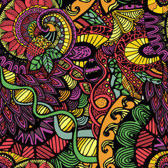 Indian ethnic ornament. Vector illustration. Seamless pattern.