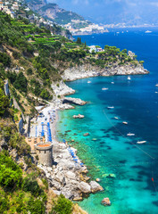 beautiful Amalfi coast with turquoise sea. Italy