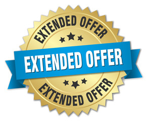 extended offer 3d gold badge with blue ribbon