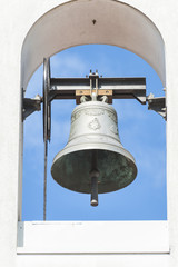 Fototapeta premium Small bell tower with a bell of a country church i