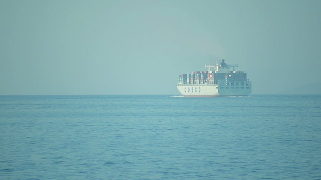 Cargo container ship in the sea